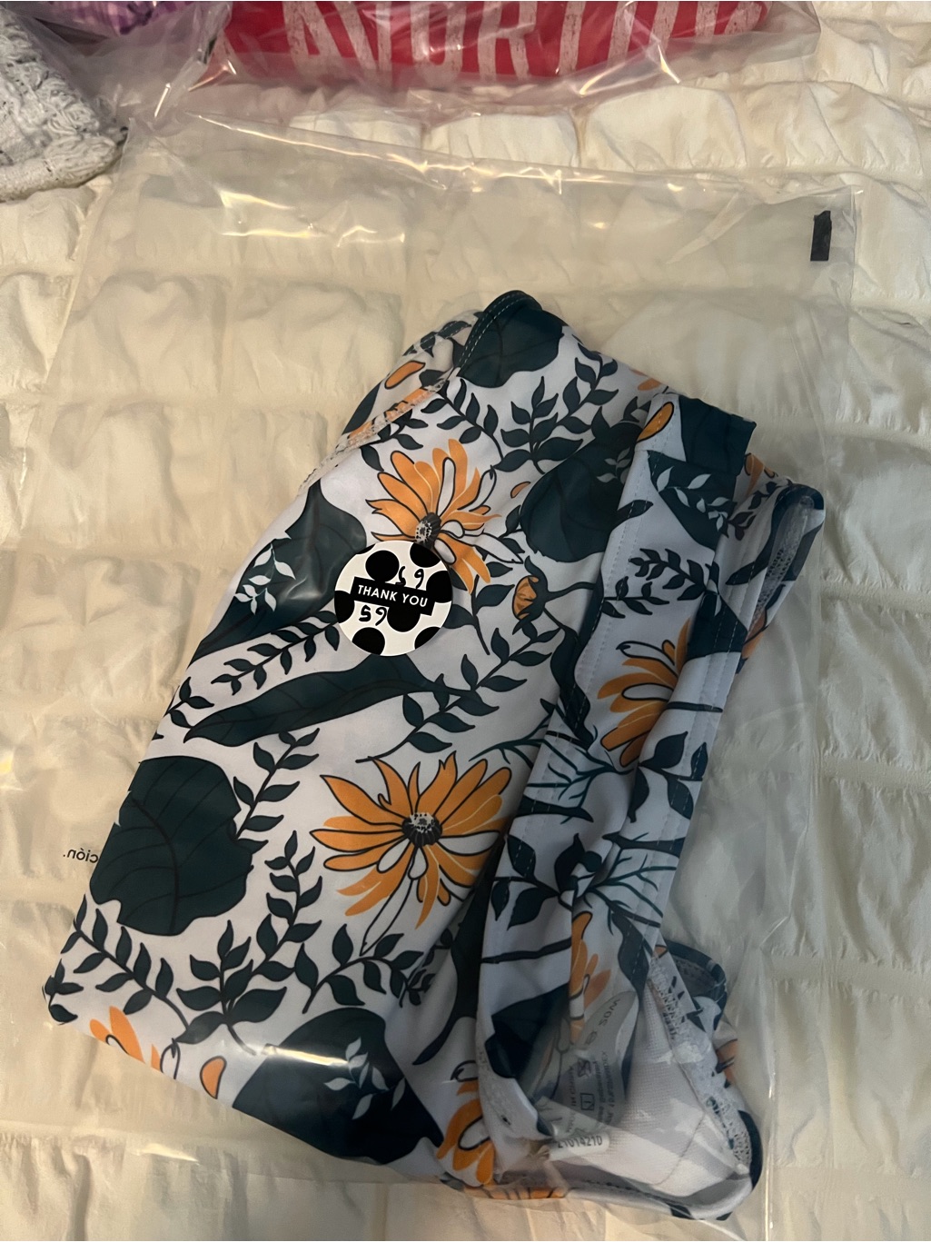 Urban Planet Floral High-Waist Bikini Bottoms - White, Teal & Mustard — image 7 of 7